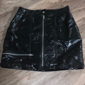 Patent leather mini skirt